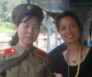 Author Marie Myung-Ok Lee while touring North Korea.